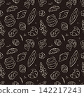 Hand drawn artisan bread seamless pattern on dark background vector chalk doodle illustration 142217243
