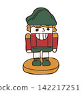 Hand drawn vintage Christmas nutcracker toy soldier vector doodle illustration 142217251
