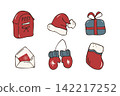 Hand drawn colorful Christmas mail and holiday elements set vector doodle illustration 142217252