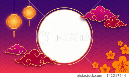 chinese new year with lantern and moon 142217344