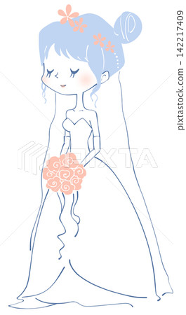 新娘穿婚紗的插圖 新娘穿婚紗的插圖 142217409