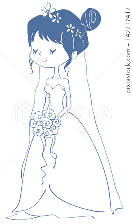 新娘穿婚紗的插圖 新娘穿婚紗的插圖 142217412