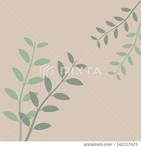 Muted minimalist botanical leafy branch square background Muted minimalist botanical leafy branch square background 142217425