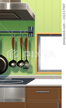 Kitchen with a vertical screen 142217497