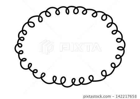 Hand-drawn swirling loop oval frame 142217658