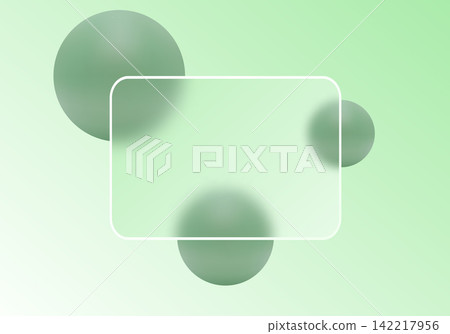 Abstract glass morphism style frame with blurred green spheres on a gradient background. Eps 10 Abstract glass morphism style frame with blurred green spheres on a gradient background. Eps 10 142217956