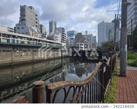 Streetscape overlooking the river Streetscape overlooking the river 142218420