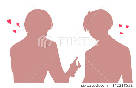 Two men in love; blank space; silhouette Two men in love; blank space; silhouette 142218531