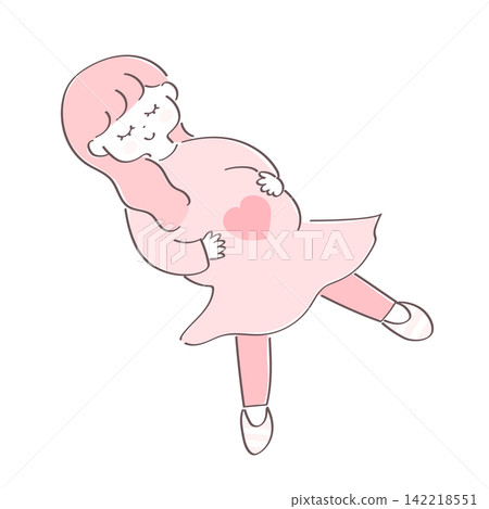 一幅描繪快樂孕婦的插圖。 一幅描繪快樂孕婦的插圖。 142218551