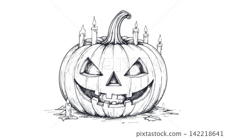 Jack-o'-lantern pumpkin with candles for halloween Jack-o'-lantern pumpkin with candles for halloween 142218641