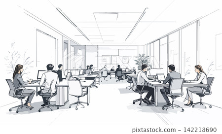 Young businesspeople working in modern open office Young businesspeople working in modern open office 142218690