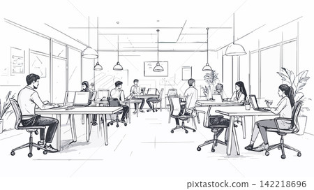 Young business professionals working in open office Young business professionals working in open office 142218696