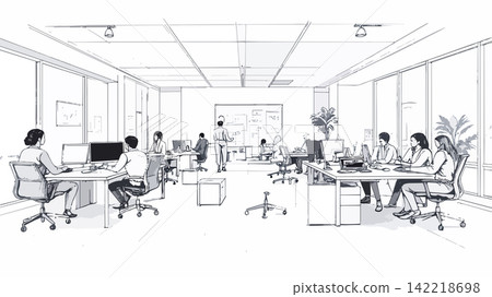 Business team collaborating and working in open office Business team collaborating and working in open office 142218698