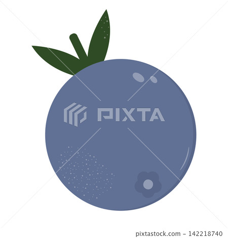 Flat illustration of a blueberry depicting a ripe berry with leaves for food and nutrition design 142218740