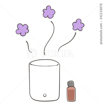 Illustration of an aroma diffuser and essential oils Illustration of an aroma diffuser and essential oils 142218878
