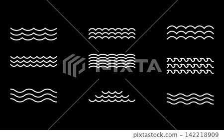 Hand Drawn Wavy Line Vector Pattern Set 142218909