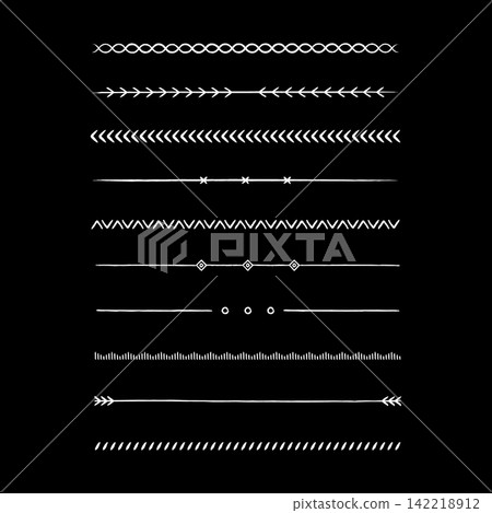 Hand Drawn Horizontal Line Vector Divider Set Hand Drawn Horizontal Line Vector Divider Set 142218912