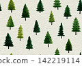 Digital paper. Seamless pattern. Green Christmas trees. Minimalist style. Hand drawn. 142219114