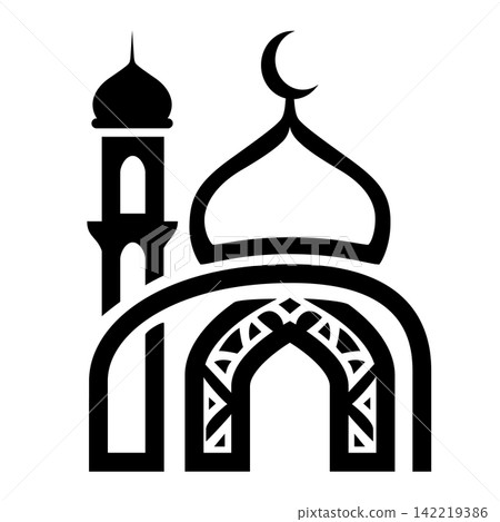Ornamental Islamic Mosque with Crescent and Minaret Vector Ornamental Islamic Mosque with Crescent and Minaret Vector 142219386