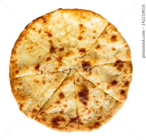 cooked imeretian khachapuri cut-out on white cooked imeretian khachapuri cut-out on white 142219616