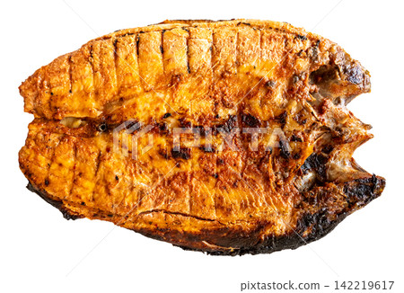 grilled Armenian river trout fish cut-out on white grilled Armenian river trout fish cut-out on white 142219617