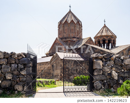 gate and fence of Hovhannavank Monastery in summer gate and fence of Hovhannavank Monastery in summer 142219623