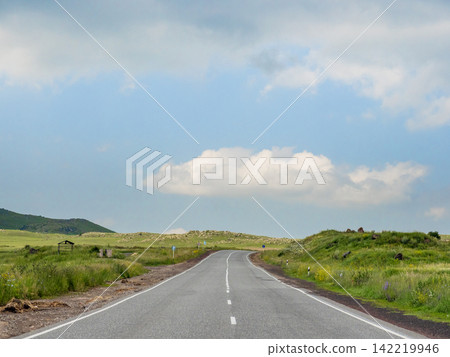 blue cloudy sky over road in region of Armenia 142219946