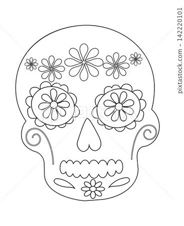 Intricate and Colorful Sugar Skull Design Featuring Decorative Flowers and Whimsical Patterns for Creative Coloring Projects Intricate and Colorful Sugar Skull Design Featuring Decorative Flowers and Whimsical Patterns for Creative Coloring Projects 142220101