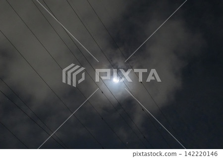 月光透過雲層照耀,傾斜的電線桿也清晰可見。 月光透過雲層照耀,傾斜的電線桿也清晰可見。 142220146