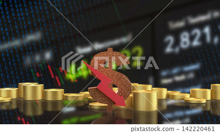 Falling Dollar Value in Digital Financial Market 3d render. Falling Dollar Value in Digital Financial Market 3d render. 142220461