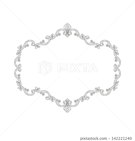 Ornate vintage wreath frame with rich hand drawn floral scrollwork isolated on white. Decorative vector border for monograms, crests, wedding stationery, luxury branding, labels and elegant packaging Ornate vintage wreath frame with rich hand drawn floral scrollwork isolated on white. Decorative vector border for monograms, crests, wedding stationery, luxury branding, labels and elegant packaging 142221240