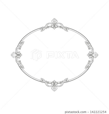 Elegant vintage frame decorated with a hand drawn ribbon bow isolated on white. Romantic vector ornament for wedding invitations, monograms, labels, stationery, branding and feminine packaging Elegant vintage frame decorated with a hand drawn ribbon bow isolated on white. Romantic vector ornament for wedding invitations, monograms, labels, stationery, branding and feminine packaging 142221254
