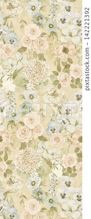 Vertical soft watercolor vintage floral botanical seamless pattern swatches Vertical soft watercolor vintage floral botanical seamless pattern swatches 142221392