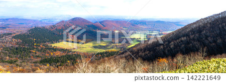 The Tokachi Plain as seen from the Karikachi Pass Observatory in Hokkaido, under a refreshing autumn blue sky. The Tokachi Plain as seen from the Karikachi Pass Observatory in Hokkaido, under a refreshing autumn blue sky. 142221649