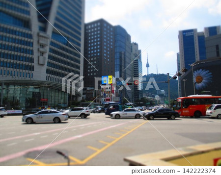 韓國首爾,城市景觀,立體模型風格 韓國首爾,城市景觀,立體模型風格 142222374