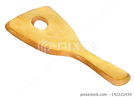 Watercolor illustration: Wooden spatula Watercolor illustration: Wooden spatula 142222434