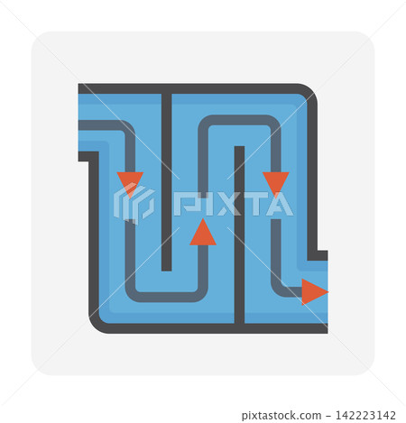 Wastewater treatment flow vector icon, multi-stage filtration process symbol. Wastewater treatment flow vector icon, multi-stage filtration process symbol. 142223142