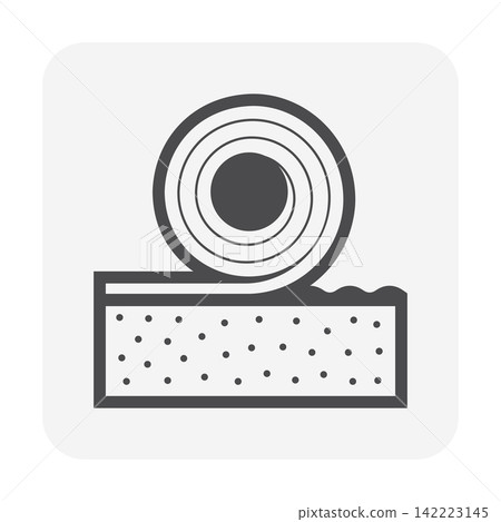 Linoleum flooring roll vector icon, resilient floor finish material, editable stroke. Linoleum flooring roll vector icon, resilient floor finish material, editable stroke. 142223145
