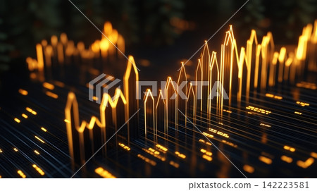 Glowing Financial Graphs Emerging from Dense Timber Forest Landscape Glowing Financial Graphs Emerging from Dense Timber Forest Landscape 142223581