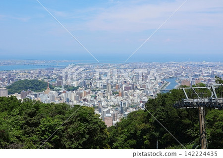 A panoramic view of Tokushima city and the Seto Inland Sea from the summit of Mount Bizan, the symbol of Tokushima City. A panoramic view of Tokushima city and the Seto Inland Sea from the summit of Mount Bizan, the symbol of Tokushima City. 142224435