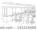 A scene from the employee cafeteria (line drawing) 142224480