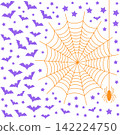 Halloween Spider Web with Bats and Spider Spooky Illustration 142224750