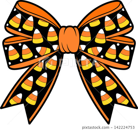Halloween Candy Corn Bow Ribbon Cute Cartoon Illustration Halloween Candy Corn Bow Ribbon Cute Cartoon Illustration 142224753