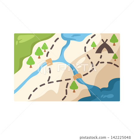 Illustration of Hiking Map Illustration of Hiking Map 142225048