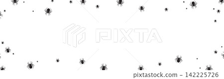 Spider border. Festive spider or arachnid illustration. Halloween vector banners and dangerous holiday posters Spider border. Festive spider or arachnid illustration. Halloween vector banners and dangerous holiday posters 142225726