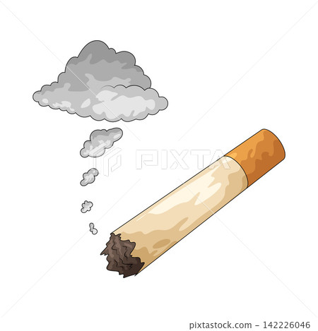 Illustration of Cigarette with Smoke Cloud Illustration of Cigarette with Smoke Cloud 142226046