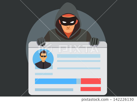Hacker Stealing Personal Data and Identity Theft Illustration Hacker Stealing Personal Data and Identity Theft Illustration 142226130