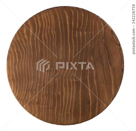 Round wooden plate made from natural timber isolated on a white background Round wooden plate made from natural timber isolated on a white background 142226759