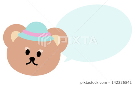 Teddy bear wearing a cap with text bubble for cartoon, comic, character, dialogue, chat box, fairy tale, speech, animal conversation, childhood, book, reading, back to school, kids, talking, sticker Teddy bear wearing a cap with text bubble for cartoon, comic, character, dialogue, chat box, fairy tale, speech, animal conversation, childhood, book, reading, back to school, kids, talking, sticker 142226841
