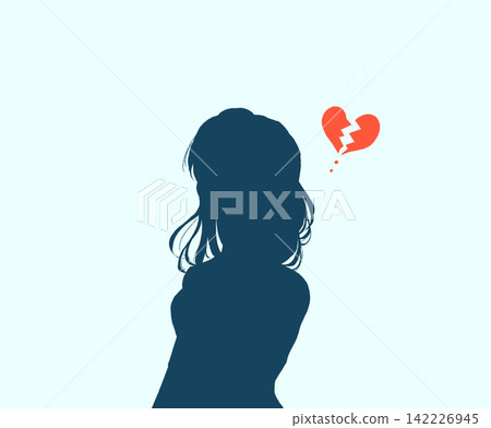 A sentimental woman, a broken heart, a silhouette A sentimental woman, a broken heart, a silhouette 142226945